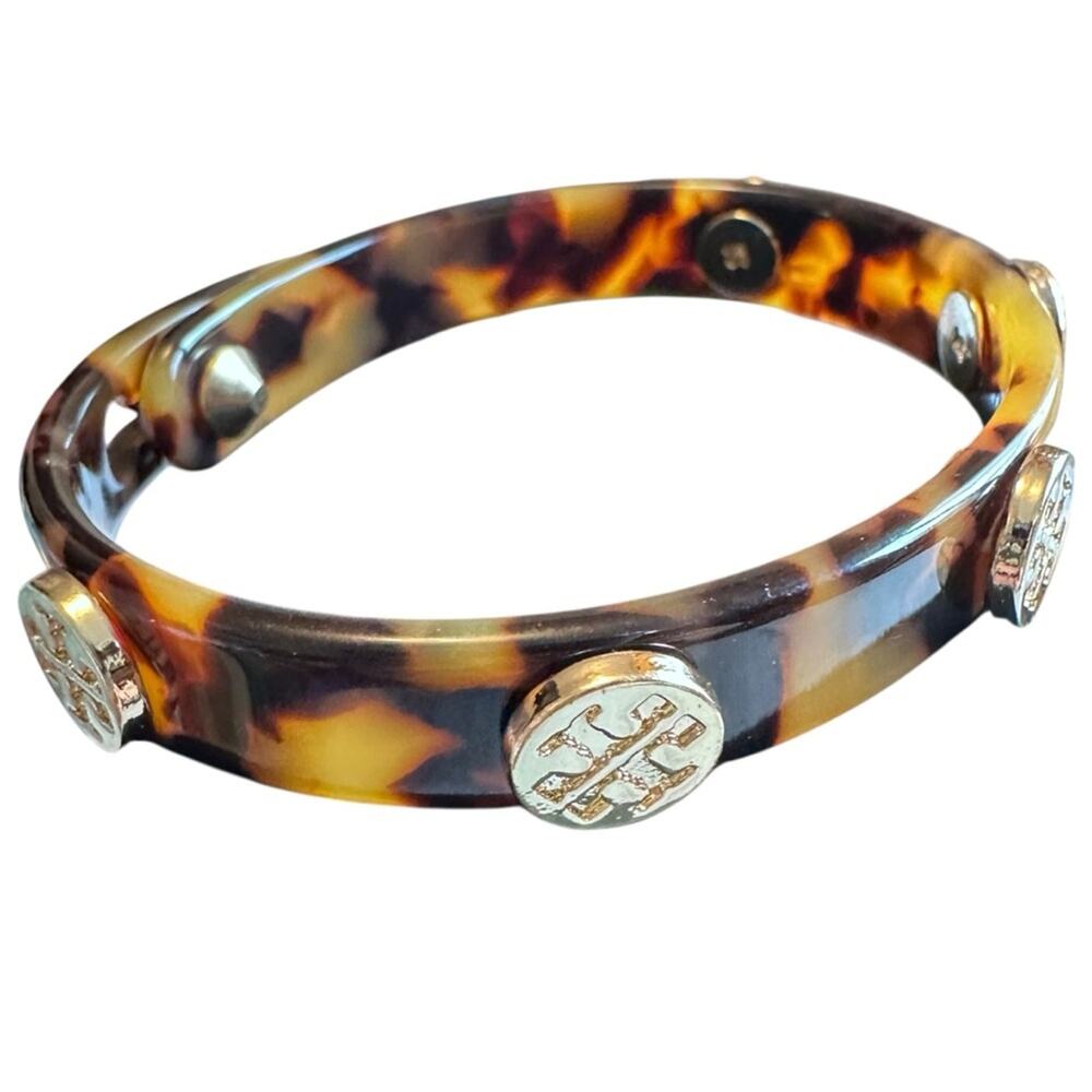 Tory Burch - Tortoise Shell Logo Medallion Bracelet Bangle